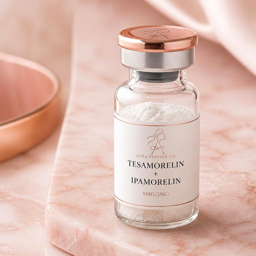 Tesamorelin + Ipamorelin 10mg research peptide vial