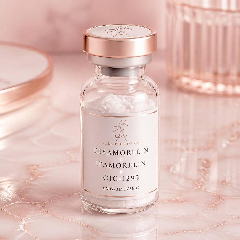 Tesamorelin + Ipamorelin + CJC-1295 No DAC 12mg research peptide vial